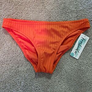 Kohl's Orange Ribbed Hipster Swim Bottom Women's Stretch Solid